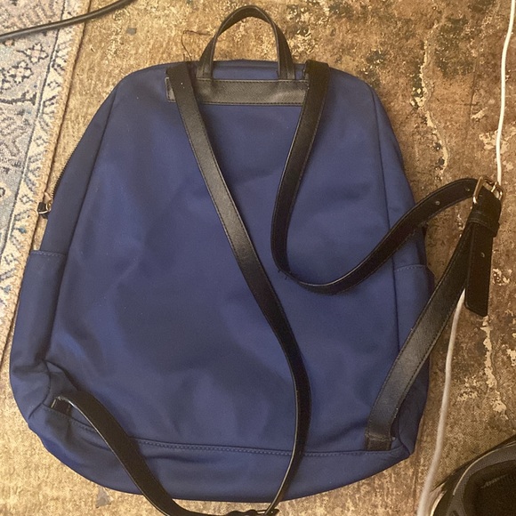 Kate Spade Wilson Road Navy Nylon Black Leather Large Bradley Backpack - Picture 5 of 6